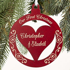 Our Love Personalized Red Wood Ornament - 12396-R