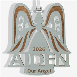 Family Angel Blue Wood Ornament - 12397-B