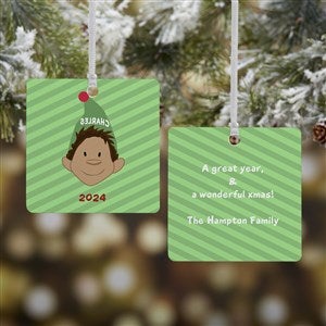 Christmas Character Personalized Square Photo Ornament - 2 Sided Metal - 12411-2M