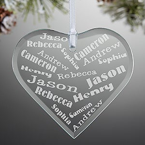 Her Heart Of Love Personalized Glass Heart Ornament - 12413