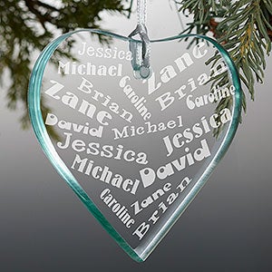 Her Heart Of Love Personalized Premium Glass Heart Ornament - 12413-P