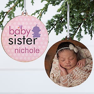 Big/Baby Brother & Sister Personalized Wood Photo Ornament - 12414-2W
