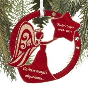 Memorial Angel Personalized Red Wood Ornament - 12424-R