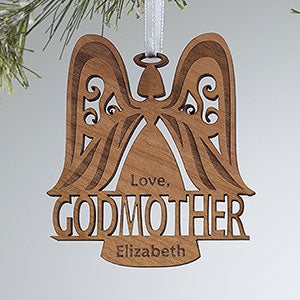 Godparent Natural Wood Angel Ornament - 12480