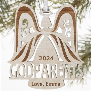 Godparent Whitewash Wood Angel Ornament - 12480-W