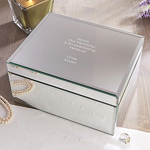 Personalized Large Mirrored Jewelry Box - Custom Engraved Message - 12507-L