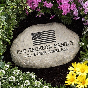 American Flag Personalized Garden Stone - 12604N