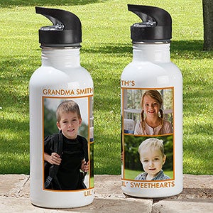 Photo Personalized Water Bottles - Three Photo Collage - 12732-3N
