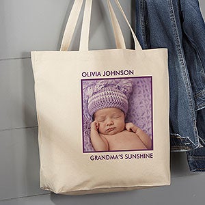 Personalized 1 Photo Canvas Tote Bag - Large - 12734-1