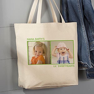 Personalized 2 Photo Canvas Tote Bag - Large - 12734-2