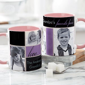 Personalized Photo Coffee Mugs - Favorite Faces - Pink Mug - 12739-P