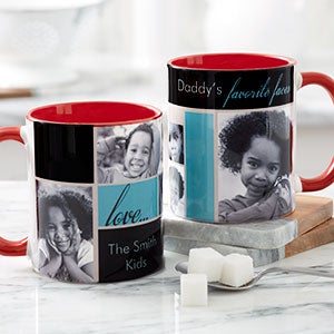 Personalized Photo Coffee Mugs - Favorite Faces - Red Mug - 12739-R