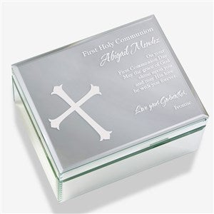 First Communion Blessing Engraved Mirrored Storage Box - Large - 12753-L
