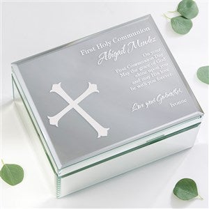First Communion Blessing Engraved Mirrored Storage Box - Large - 12753-L