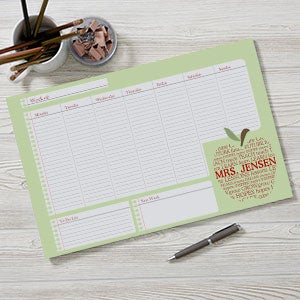 Teachers Apple Scroll Personalized 11x17 Weekly Planner - 12928-L