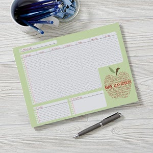 Teachers Apple Scroll Personalized 8.5x11 Weekly Planner - 12928-S