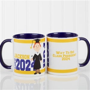 Blue Personalized Graduation Coffee Mugs - Graduation Character - 12954-BL