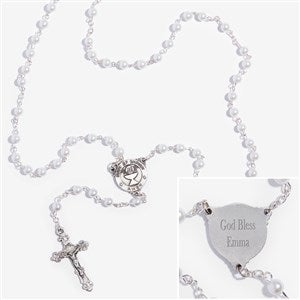 First Communion Girls Personalized Pearl Rosary - 12989