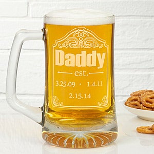 Date Established Personalized Deep Etch Beer Mug - 13058