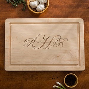 Maple Leaf Raised Monogram 18 Cutting Board-No Handles - 13070D-NH-R