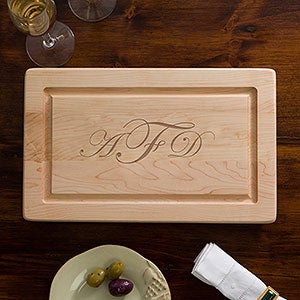 Maple Leaf Raised Monogram 13 Cutting Board- No Handles - 13071D-NH-R