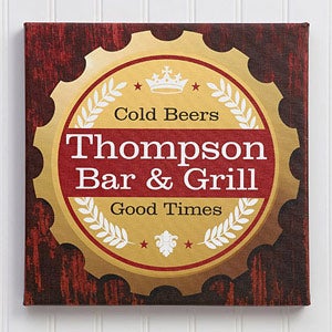 Premium Brew Personalized Bar Canvas Print - 8