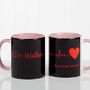Heart of Caring Personalized Coffee Mugs for Doctors - Pink Handle - 13099-P