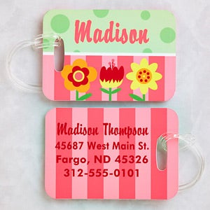 Pretty Flowers Personalized Luggage Tag 2 Pc Set - 13181