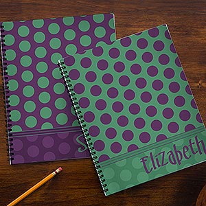 Trendy Polka Dots Personalized Large Notebooks-Set of 2 - 13249