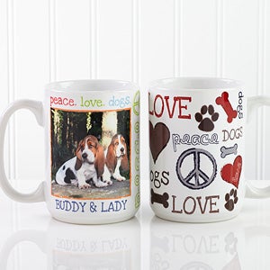 Large Personalized Pet Coffee Mug - Peace, Love, Dogs - 13349-L