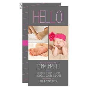 Personalized Baby Announcements - Hello Baby Three Photo Postcard - 13431-3