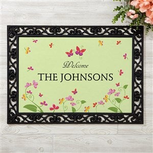 Floral Welcome Personalized Doormat- 18x27 - 13448-S