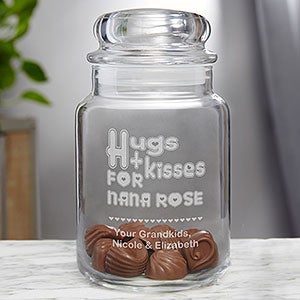 Hugs & Kisses Engraved Candy Jar - 1348-N