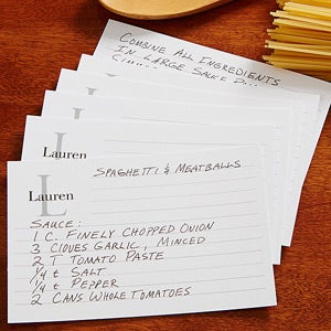 Classic Monogram 4x6 Personalized Recipe Cards - 13546-A