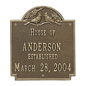 Date Established Personalized Aluminum House Plaque - Antique Brass - 1354D-AB