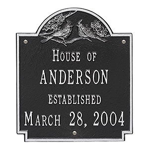 Date Established Personalized Aluminum House Plaque - Black  Silver - 1354D-BS