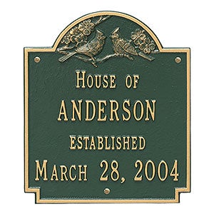 Date Established Personalized Aluminum House Plaque - Green & Gold - 1354D-GG