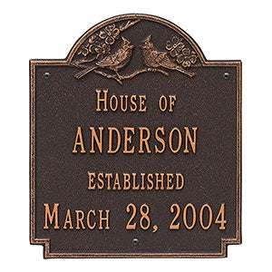 Date Established Personalized Aluminum House Plaque - Oil Rubbed Bronze - 1354D-OB