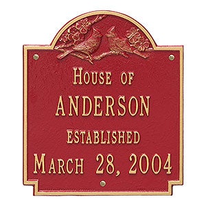 Date Established Personalized Aluminum House Plaque - Red & Gold - 1354D-RG