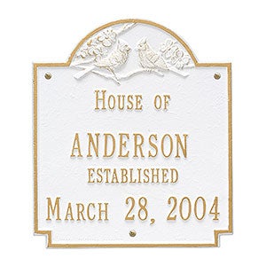 Date Established Personalized Aluminum House Plaque - White & Gold - 1354D-WG