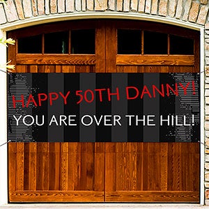 Party Time Striped Personalized Banner - 45x108 - 13555-L