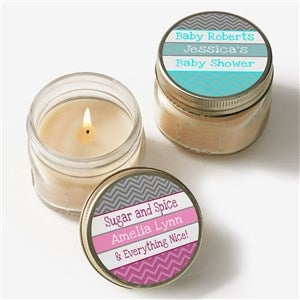 Chevron Baby Shower Personalized Mason Jar Candle Favors - 13558