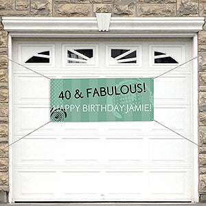 Party Time Swirls Personalized Banner - 20x48 - 13601-S