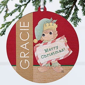 Precious Moments Personalized Christmas Elf Ornament - Wood - 13749-W