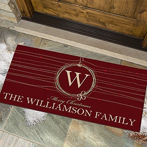 Holiday Wreath Personalized Oversized Doormat - 13782-O