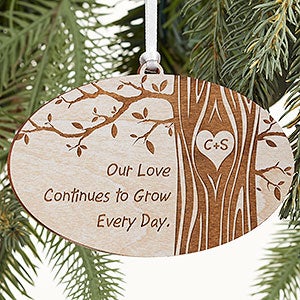Carved In Love Personalized Whitewashed Wood Ornament - 13790-W