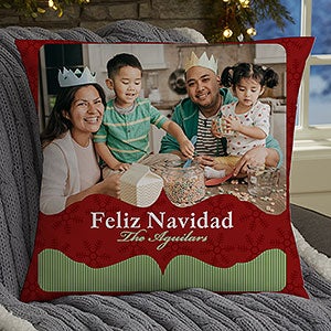 Classic Holiday Personalized 18 Velvet Photo Throw Pillow - 13791-LV