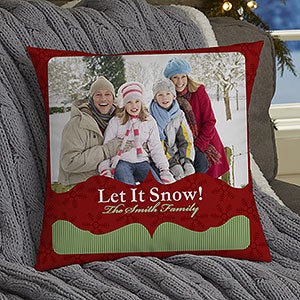 Personalized Christmas Photo Throw Pillow - Classic Holiday - 14" - 13791-S