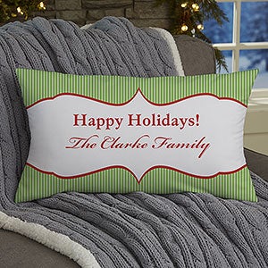 Classic Holiday Personalized Lumbar Throw Pillow - 13791-LB
