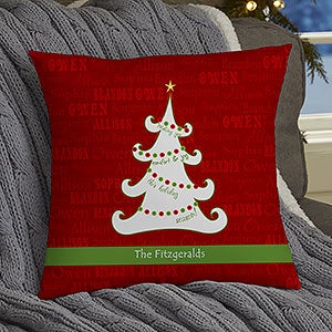 Christmas Tree Personalized 14 Velvet Throw Pillow - 13795-SV